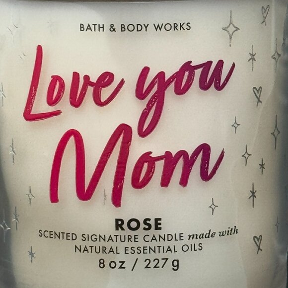 BBW Love You Mom Rose Bath & Body Works Single Wick Candle - Picture 3 of 10